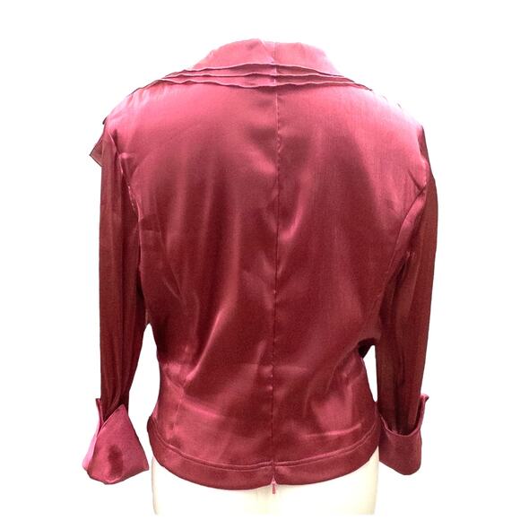 Cachet Pink Satin Formal Cocktail Party Blouse Rosy Mauve Pink 16 - Picture 2 of 4